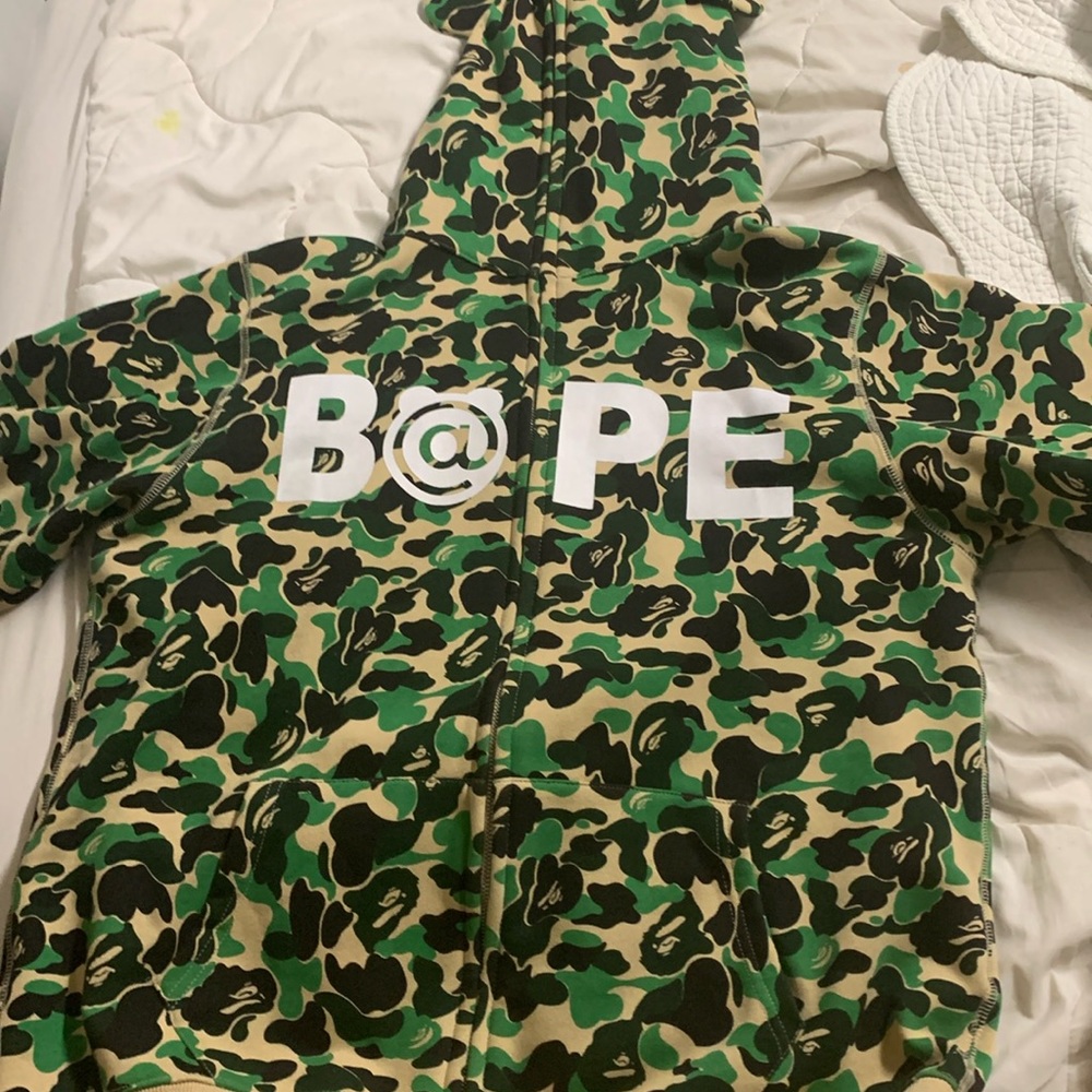 Bape Hoodie Full Zip Up Camo Green